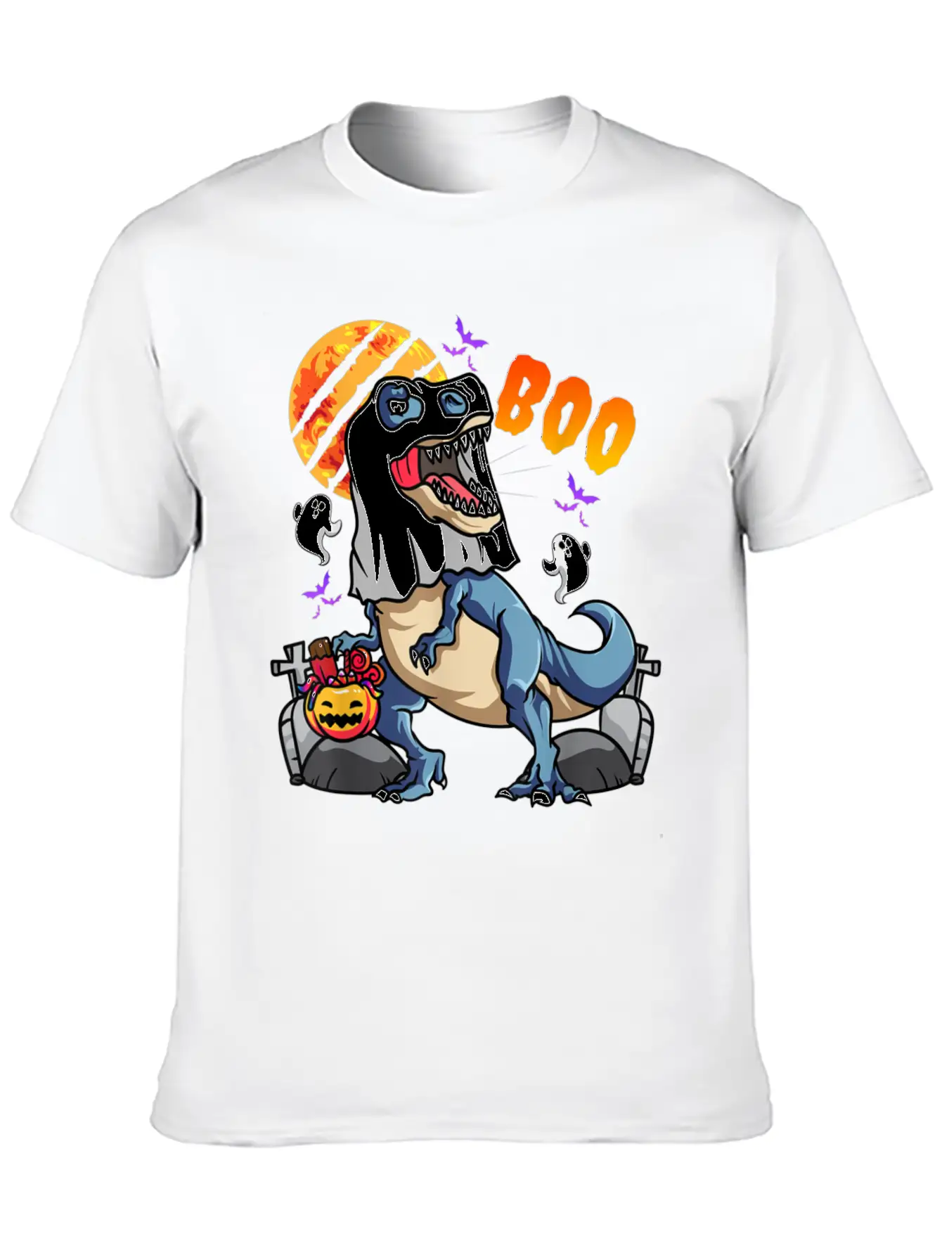 Rawrsome Rex Boo Halloween Clothing Casual Graphic T-Shirt – Simple And Comfortable Daily Wear