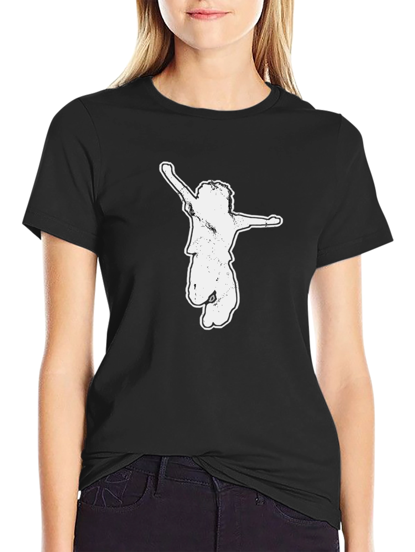 Black Graphic Tee - Jumping Kid Design