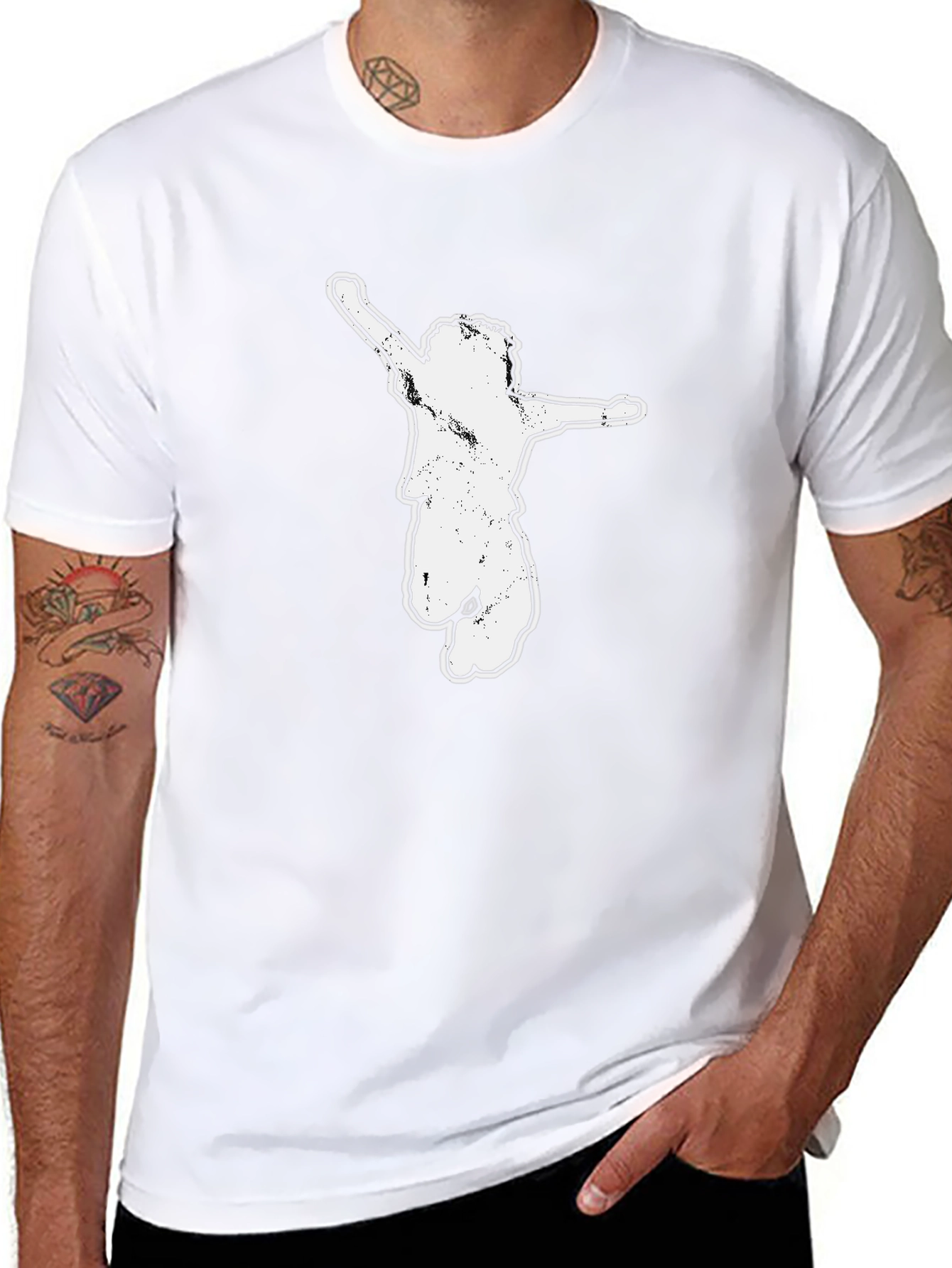 Black Graphic Tee - Jumping Kid Design