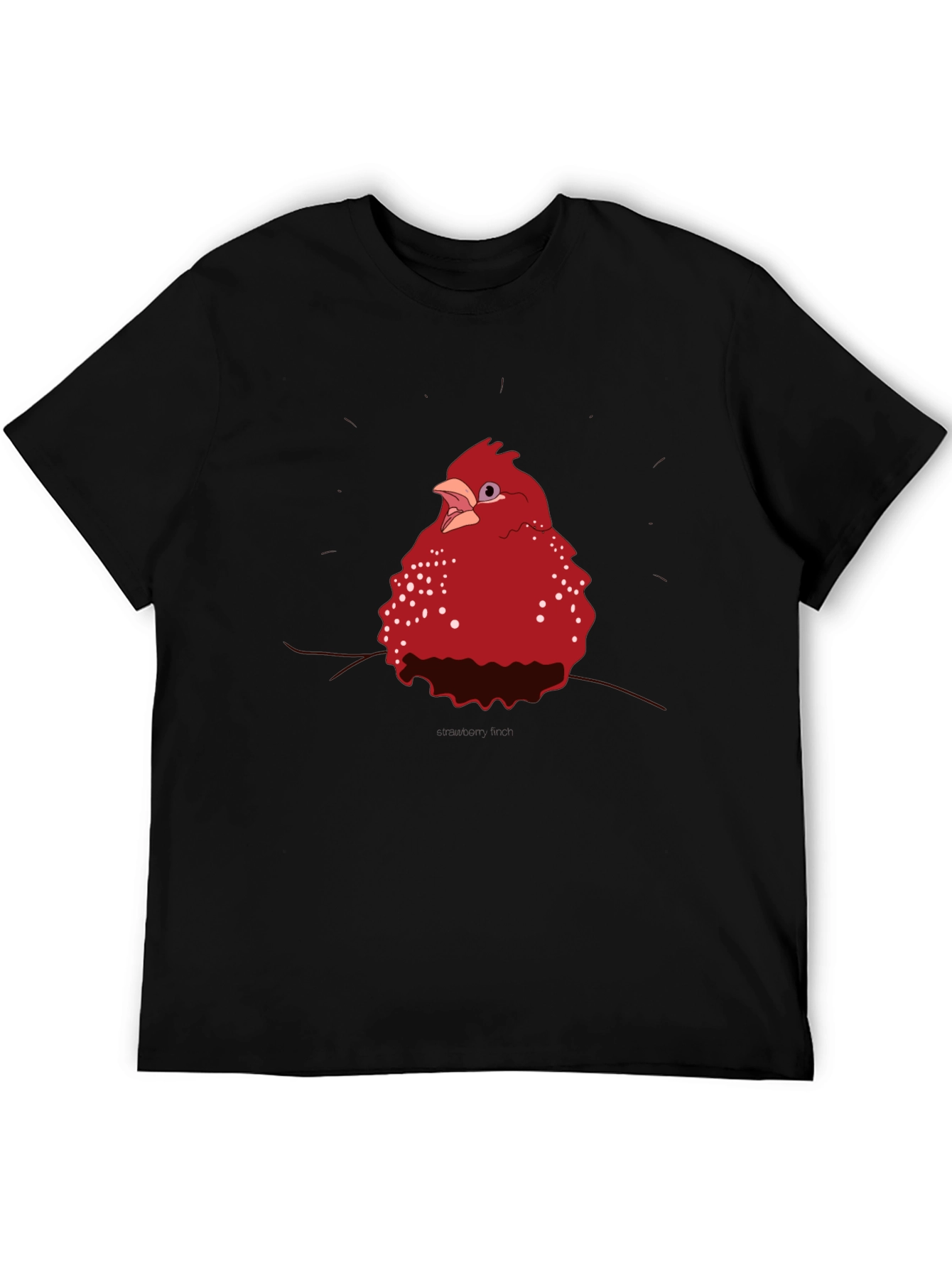 Red Bird Graphic Tee - Casual Black T-Shirt