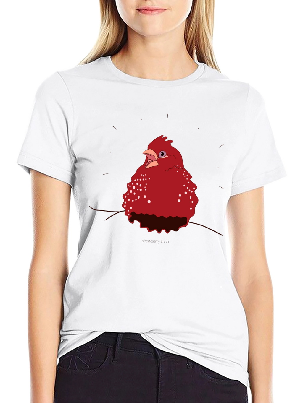 Red Bird Graphic Tee - Casual Black T-Shirt