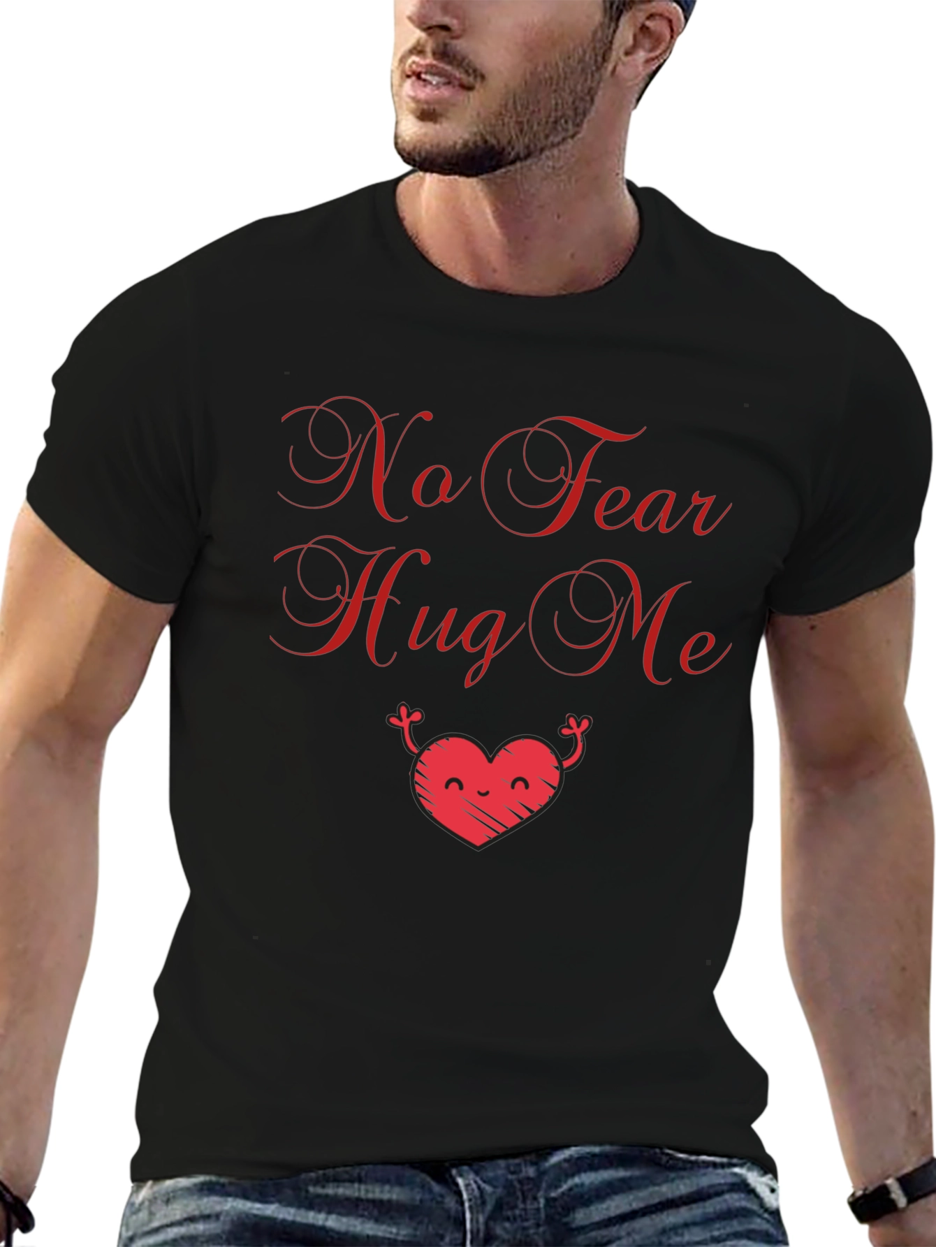 No Fear Hug Me Graphic Tee - Black
