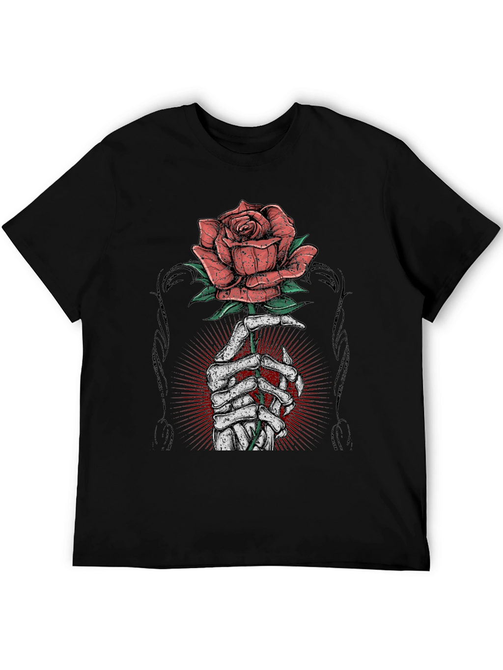 Rose & Bones Graphic Tee - Mens Black T-Shirt
