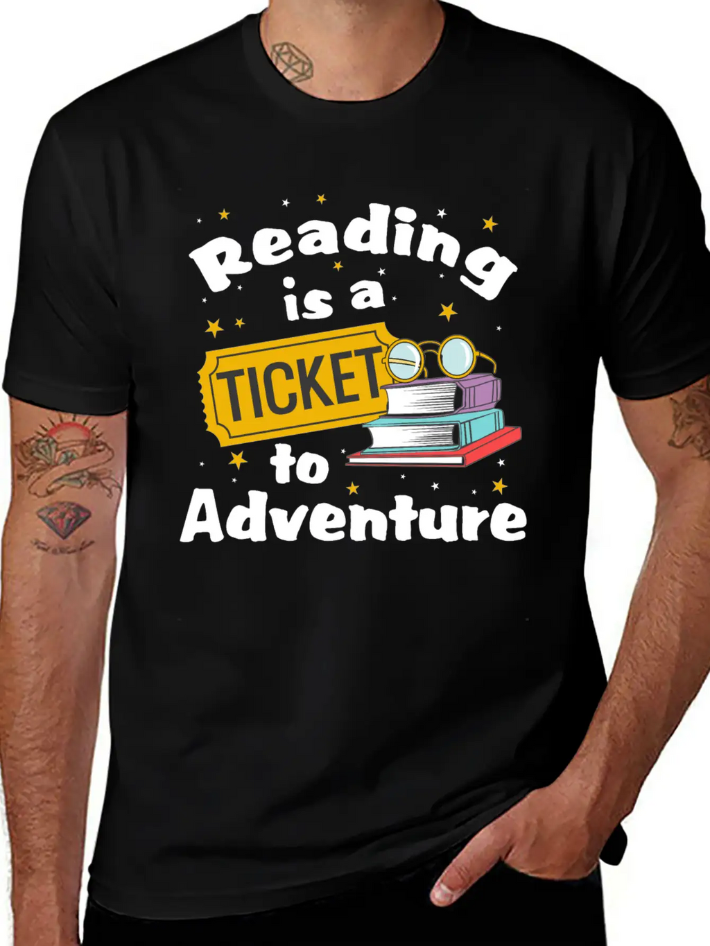 Reading Adventure Read Books Library Ticket Unisex Casual T-Shirt – Clean Design For Daily Comfort