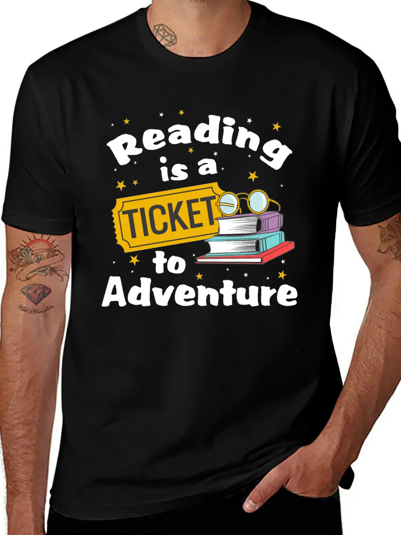 Reading Adventure Read Books Library Ticket Unisex Casual T-Shirt – Clean Design For Daily Comfort