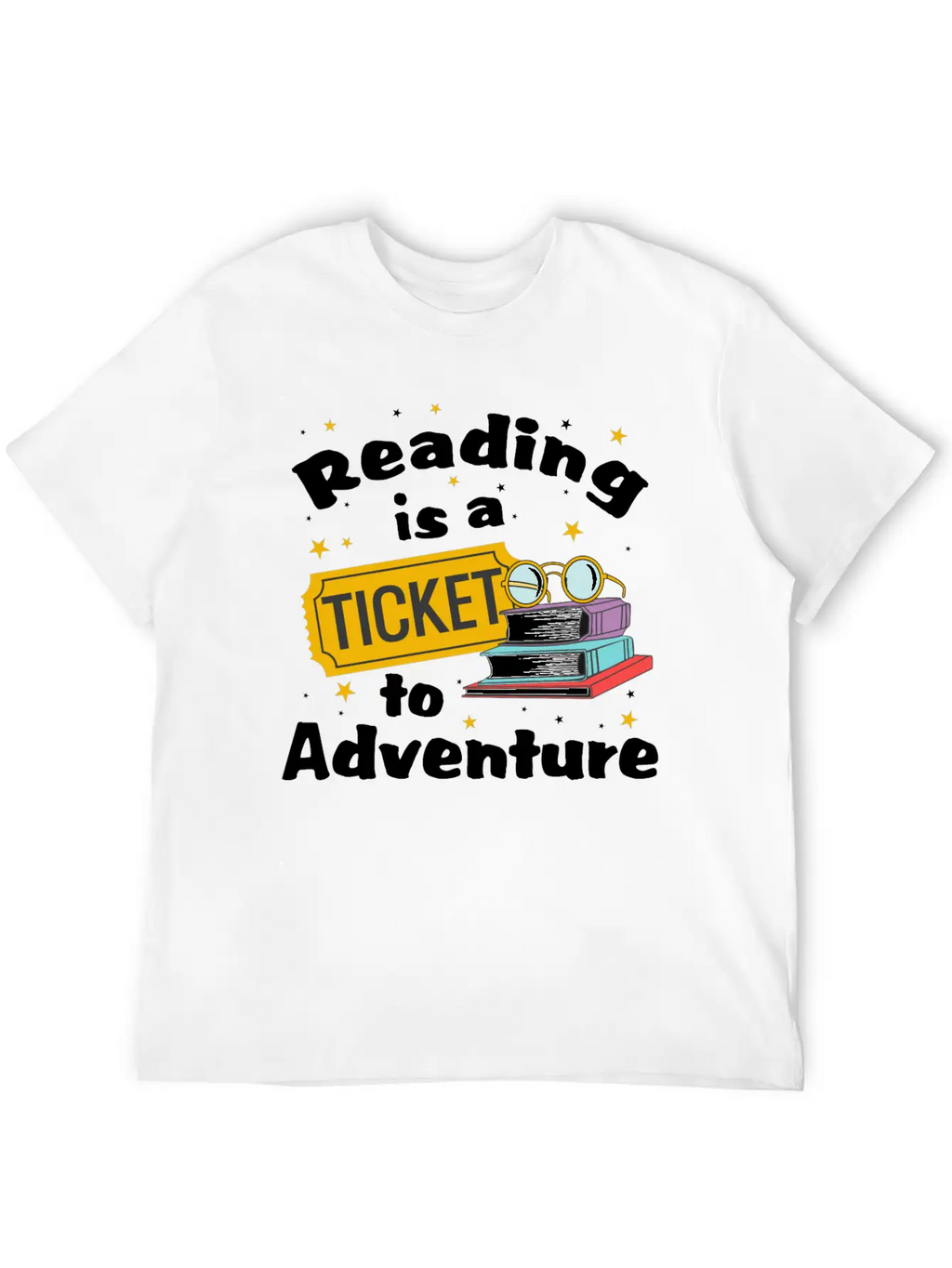 Reading Adventure Read Books Library Ticket Unisex Casual T-Shirt – Clean Design For Daily Comfort