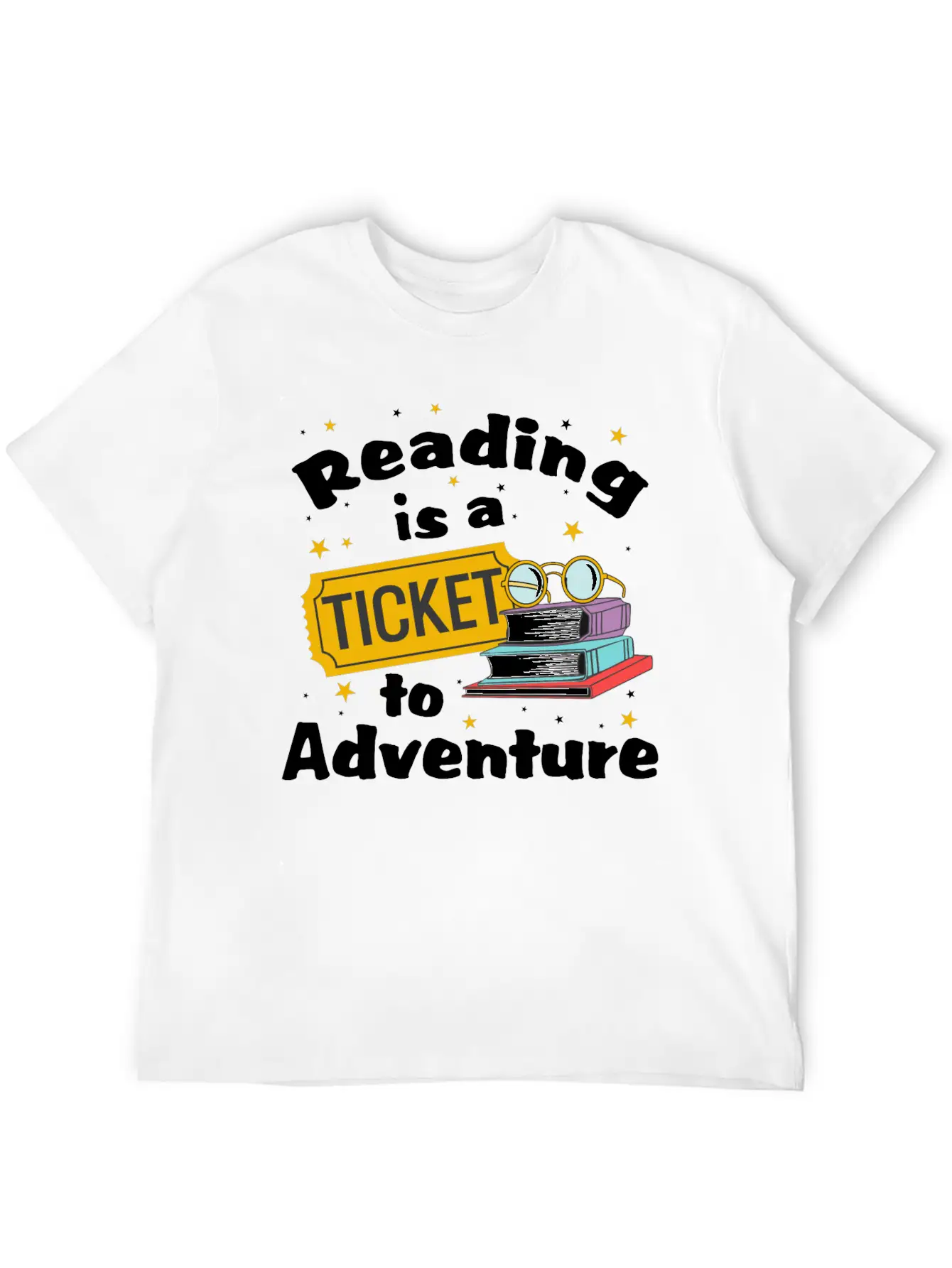 Reading Adventure Read Books Library Ticket Unisex Casual T-Shirt – Clean Design For Daily Comfort
