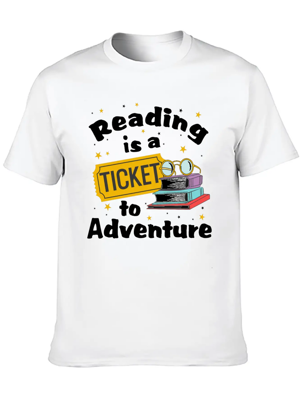 Reading Adventure Read Books Library Ticket Unisex Casual T-Shirt – Clean Design For Daily Comfort