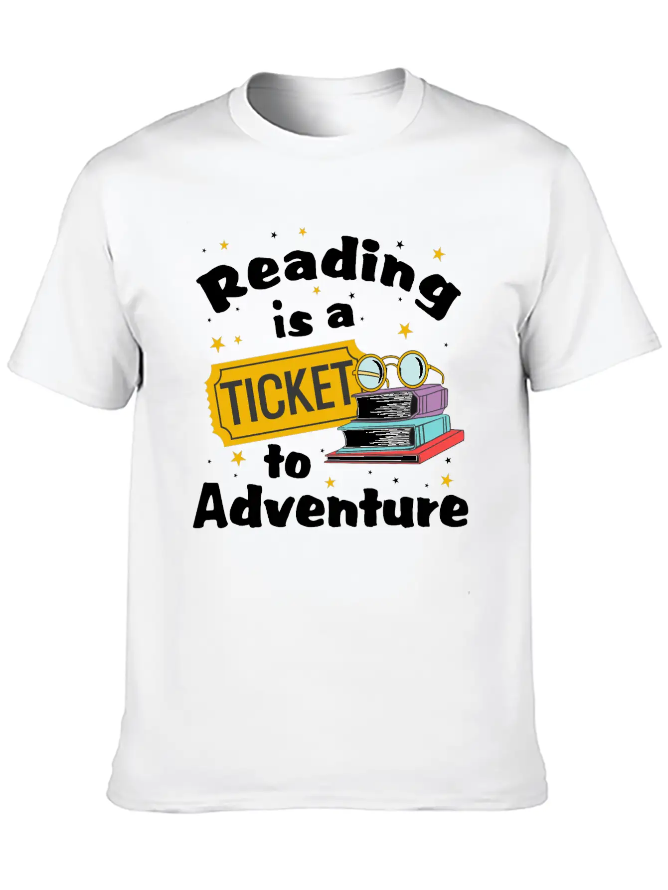 Reading Adventure Read Books Library Ticket Unisex Casual T-Shirt – Clean Design For Daily Comfort
