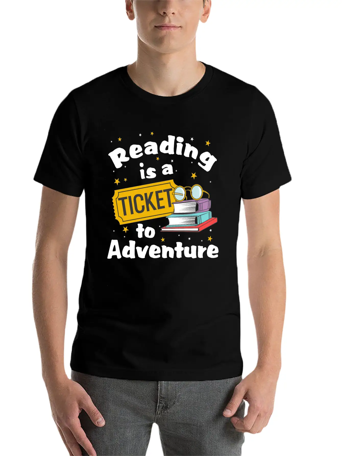 Reading Adventure Read Books Library Ticket Unisex Casual T-Shirt – Clean Design For Daily Comfort