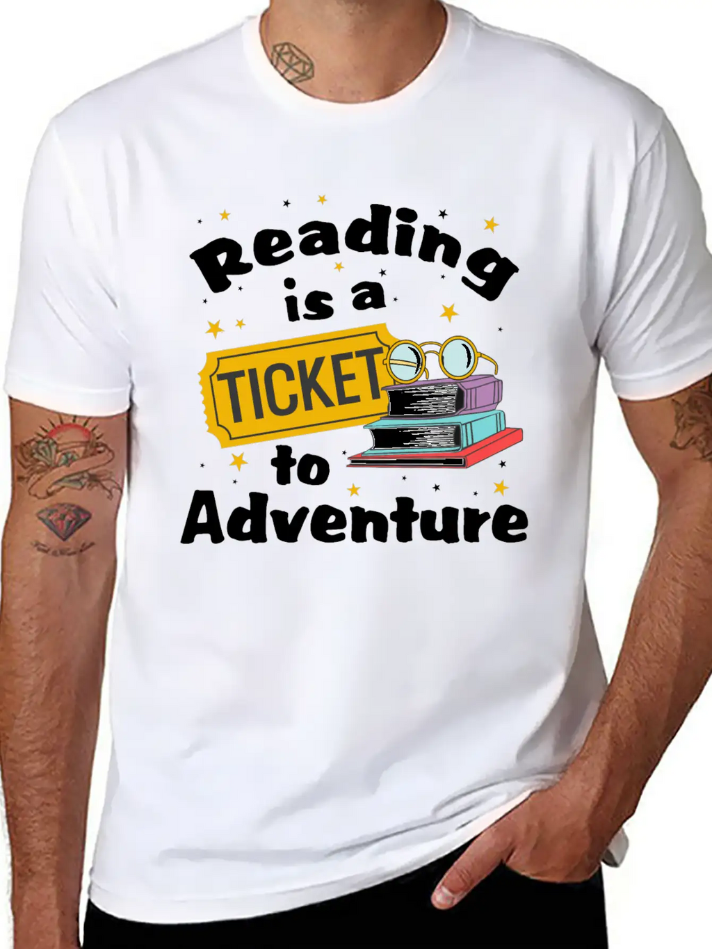 Reading Adventure Read Books Library Ticket Unisex Casual T-Shirt – Clean Design For Daily Comfort
