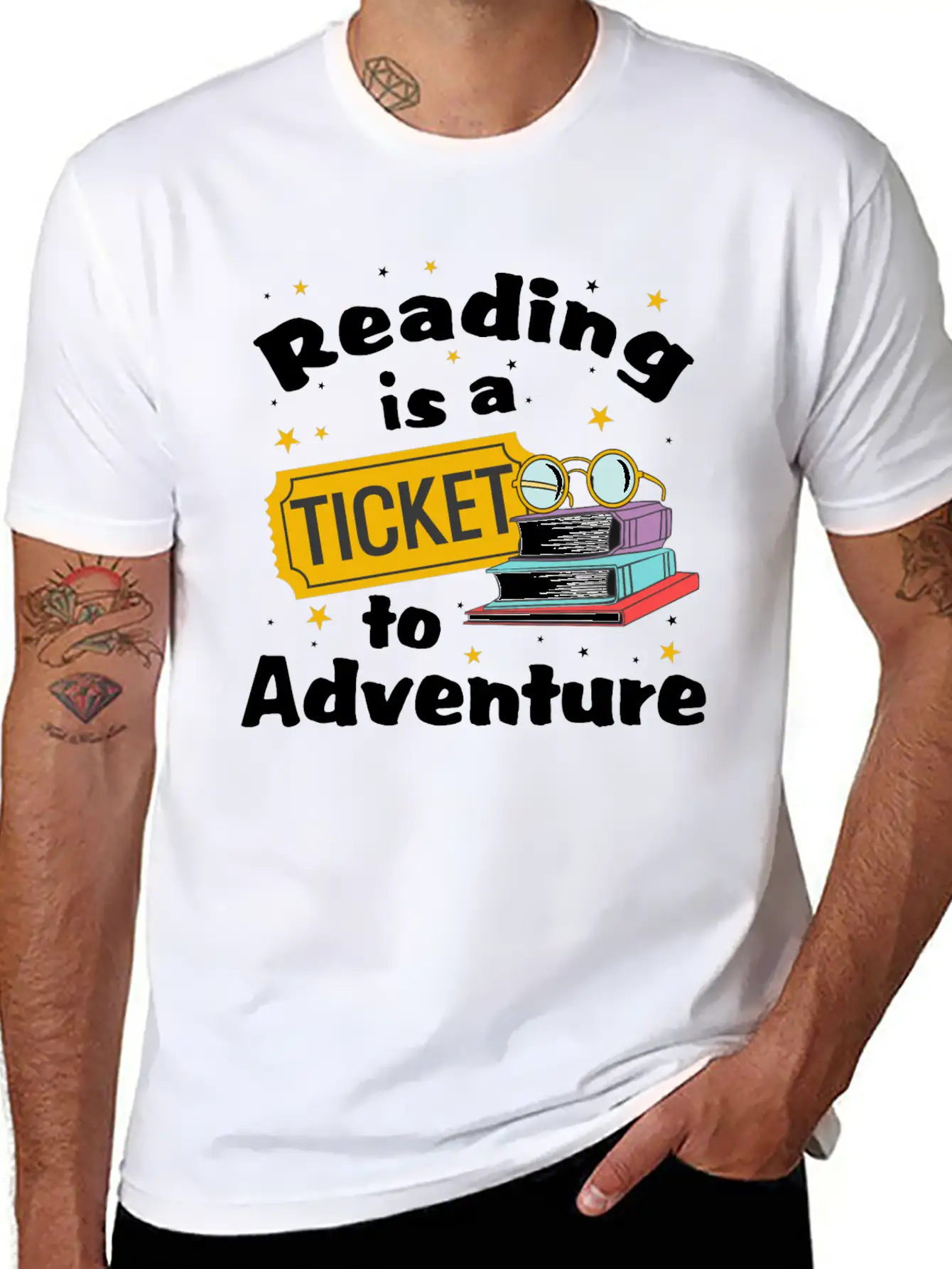 Reading Adventure Read Books Library Ticket Unisex Casual T-Shirt – Clean Design For Daily Comfort