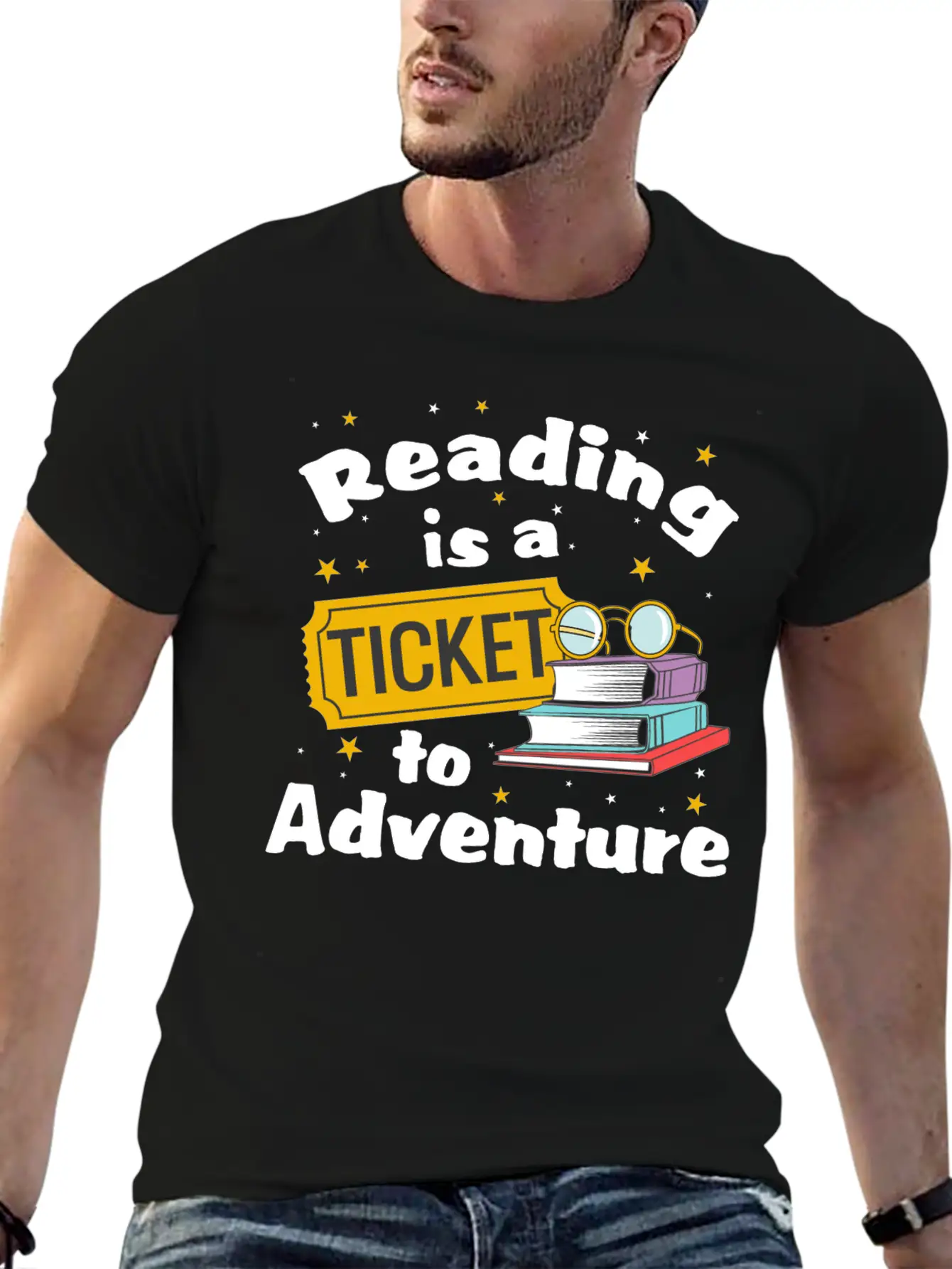 Reading Adventure Read Books Library Ticket Unisex Casual T-Shirt – Clean Design For Daily Comfort