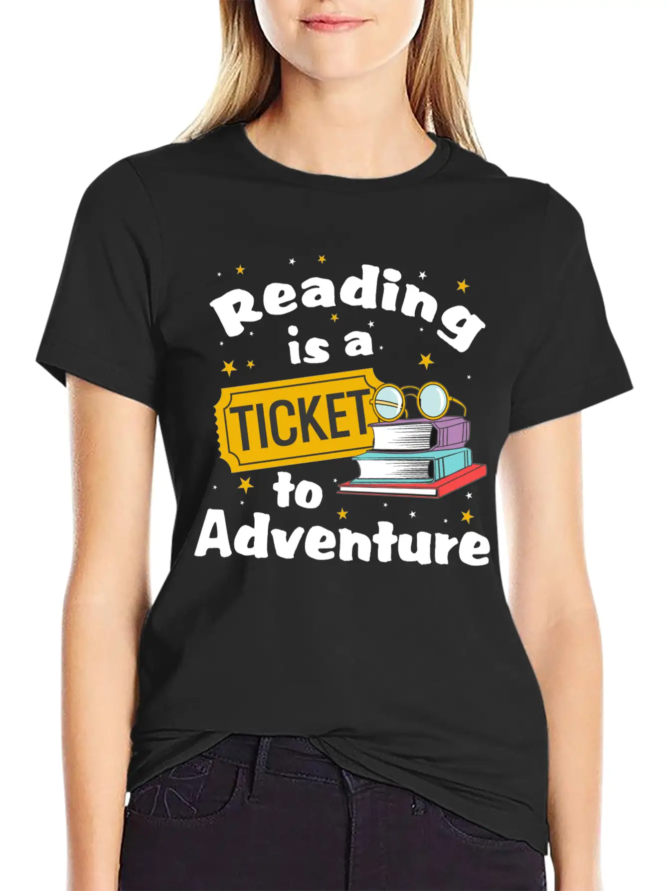 Reading Adventure Read Books Library Ticket Unisex Casual T-Shirt – Clean Design For Daily Comfort