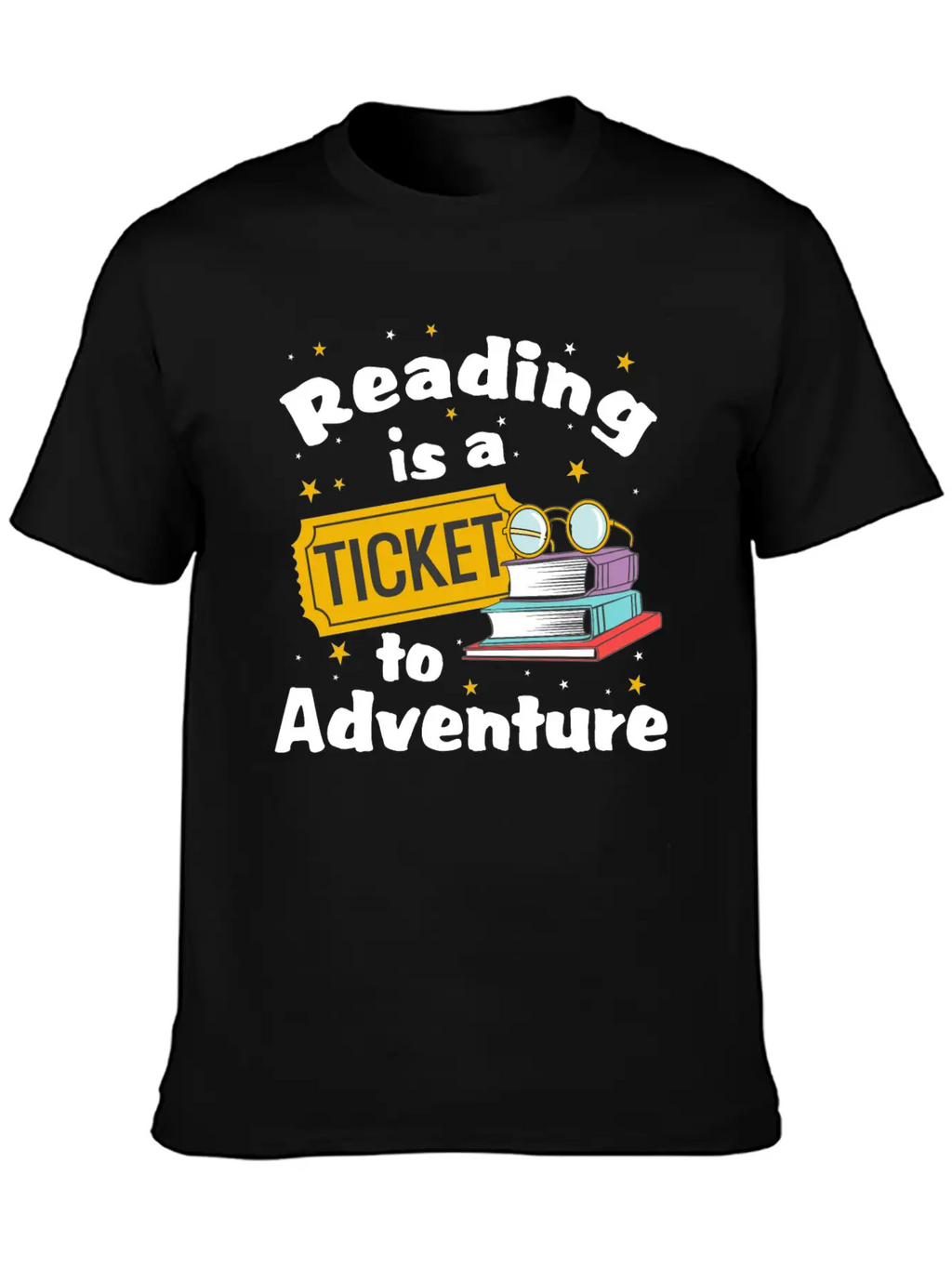 Reading Adventure Read Books Library Ticket Unisex Casual T-Shirt – Clean Design For Daily Comfort