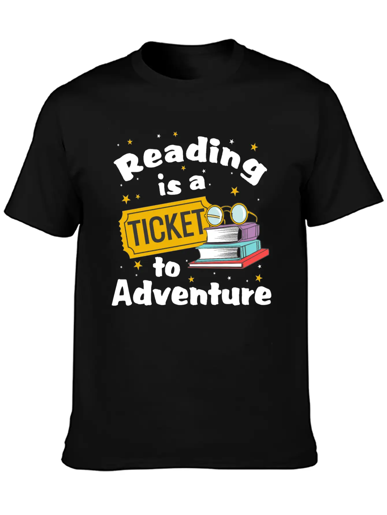 Reading Adventure Read Books Library Ticket Unisex Casual T-Shirt – Clean Design For Daily Comfort