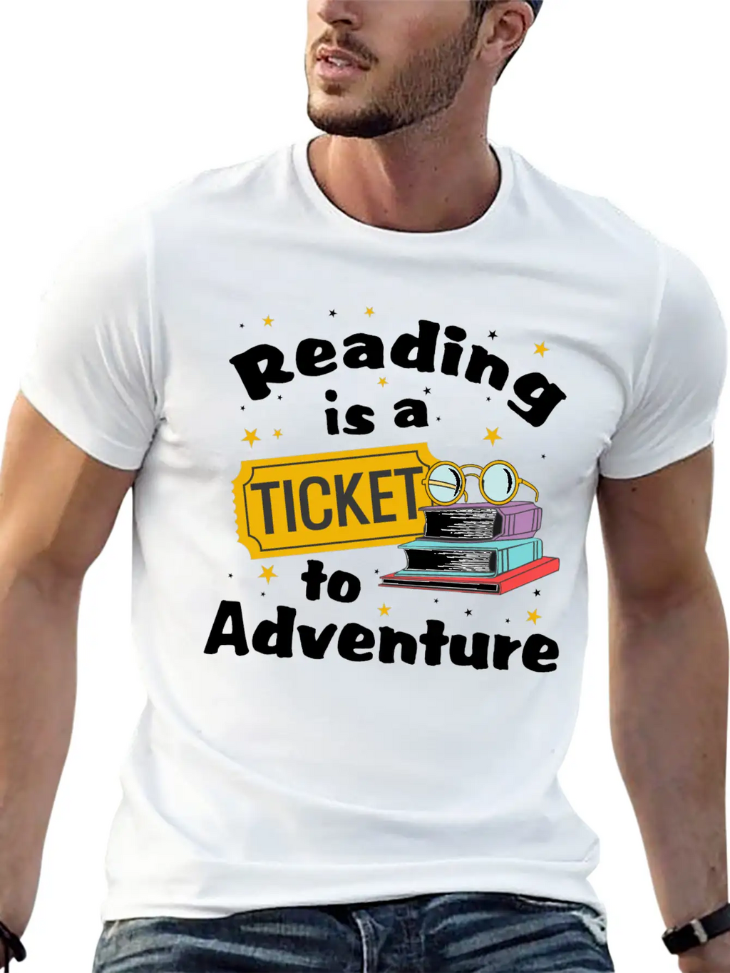 Reading Adventure Read Books Library Ticket Unisex Casual T-Shirt – Clean Design For Daily Comfort