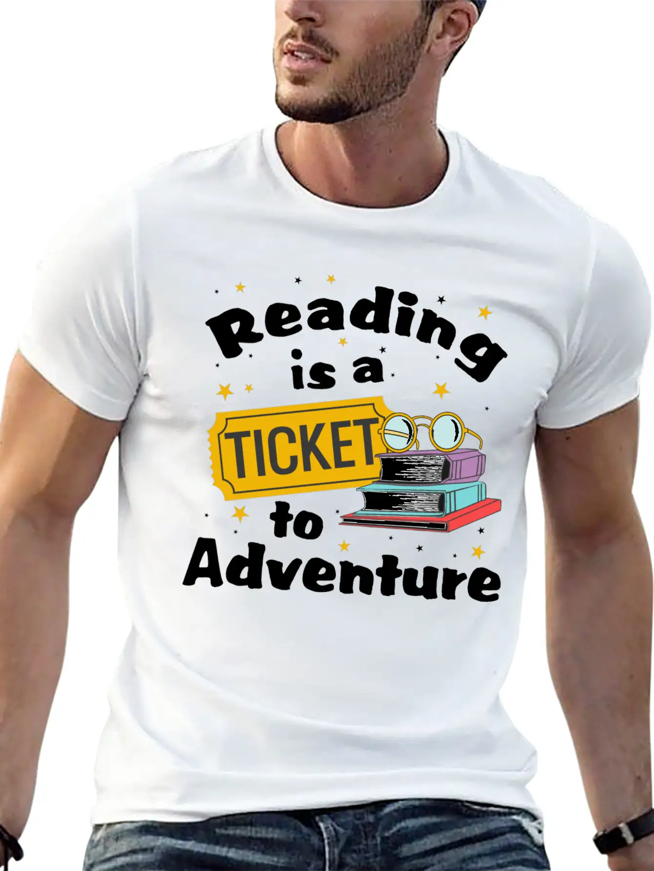 Reading Adventure Read Books Library Ticket Unisex Casual T-Shirt – Clean Design For Daily Comfort
