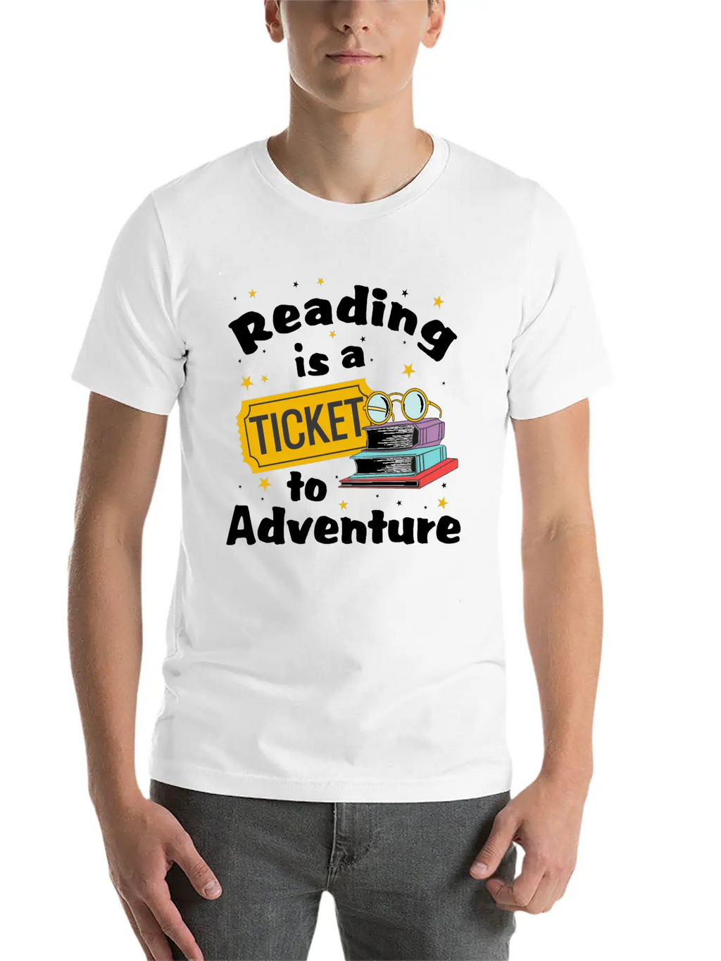 Reading Adventure Read Books Library Ticket Unisex Casual T-Shirt – Clean Design For Daily Comfort