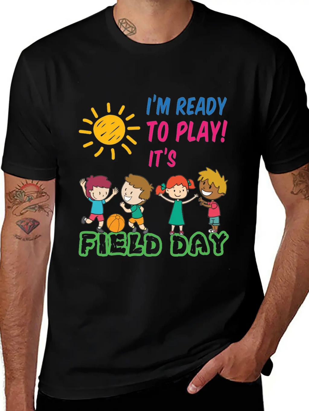 Ready To Play It's Field Day Unisex Short Sleeve Soft Cotton T-Shirt – Casual Everyday Wear