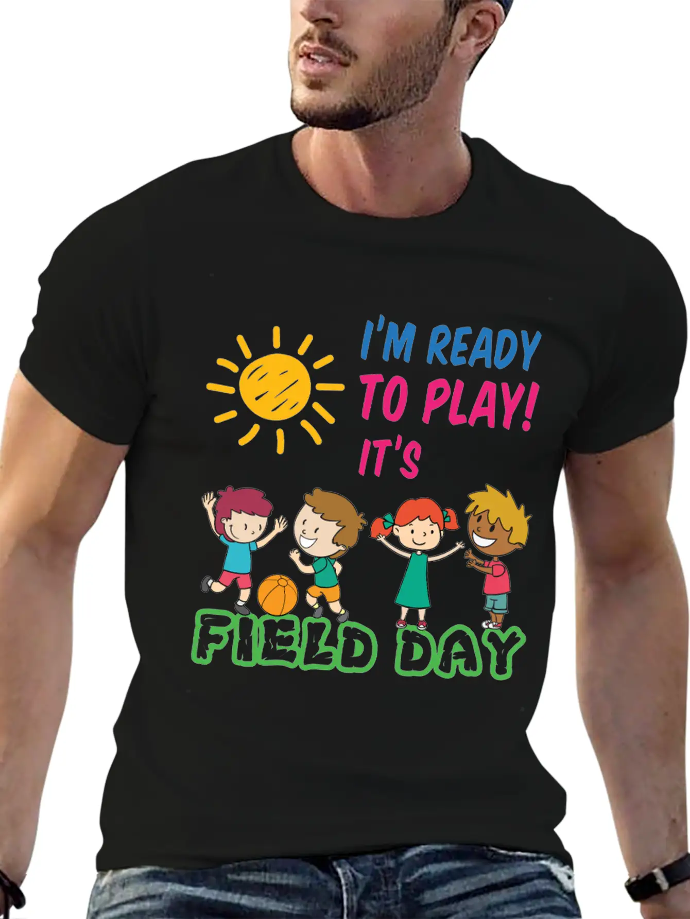 Ready To Play It's Field Day Unisex Short Sleeve Soft Cotton T-Shirt – Casual Everyday Wear