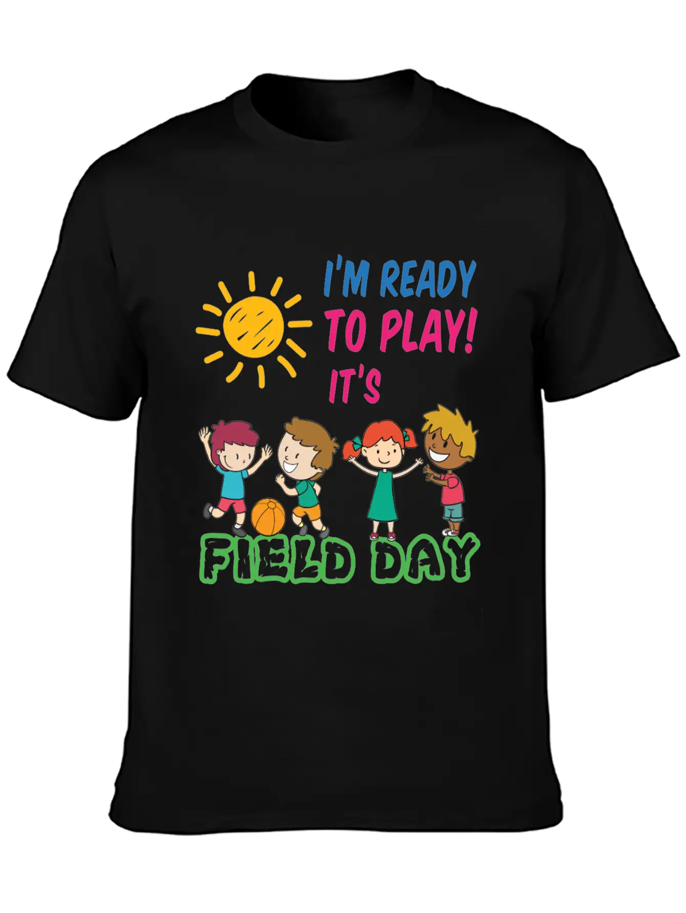 Ready To Play It's Field Day Unisex Short Sleeve Soft Cotton T-Shirt – Casual Everyday Wear