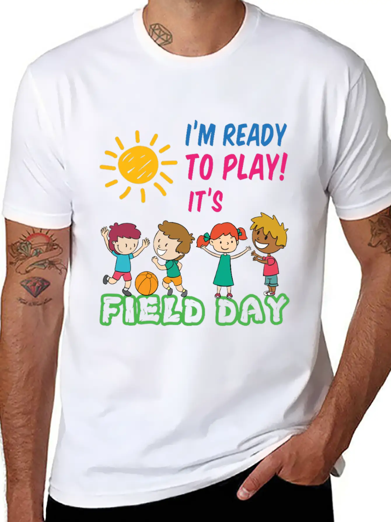 Ready To Play It's Field Day Unisex Short Sleeve Soft Cotton T-Shirt – Casual Everyday Wear