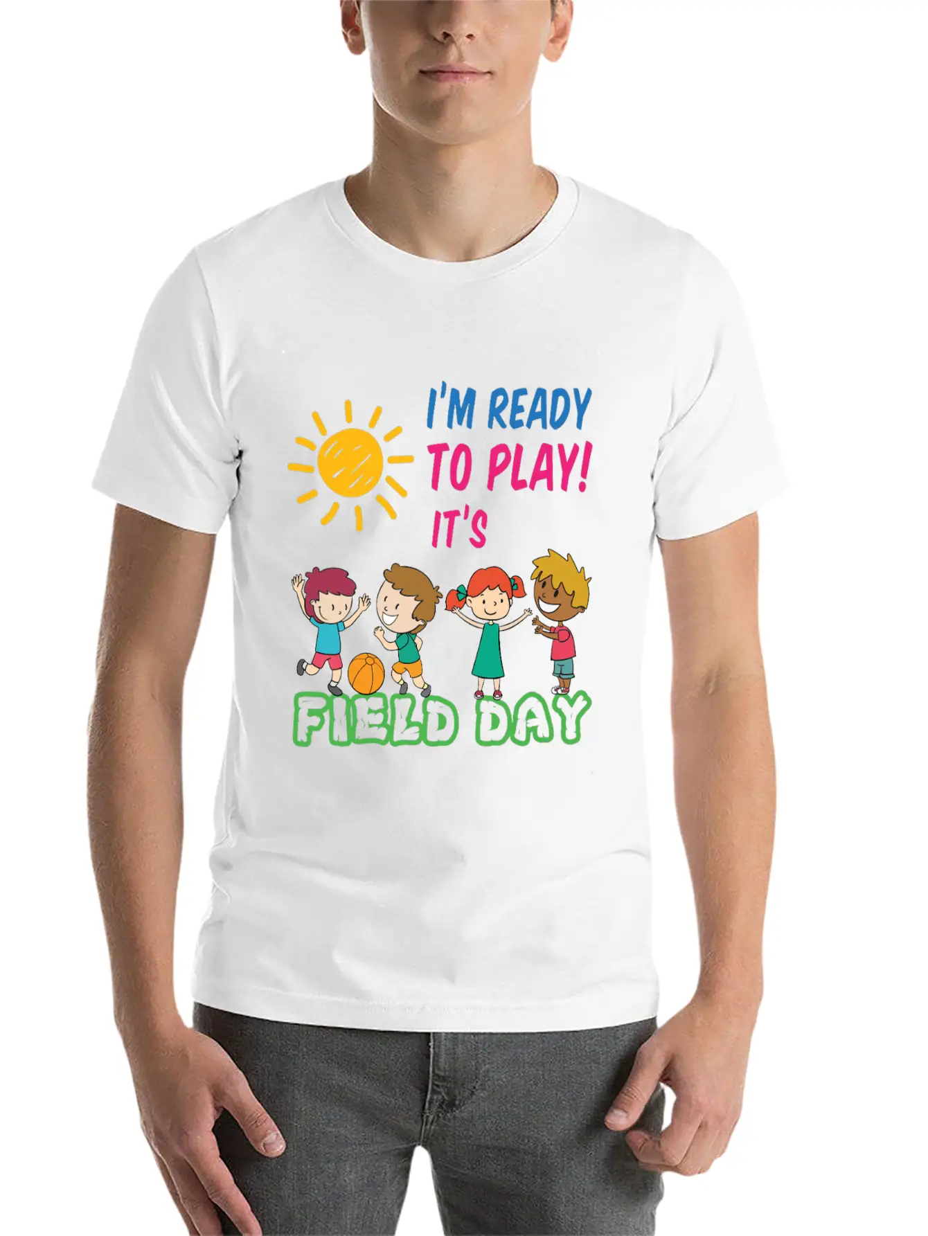 Ready To Play It's Field Day Unisex Short Sleeve Soft Cotton T-Shirt – Casual Everyday Wear