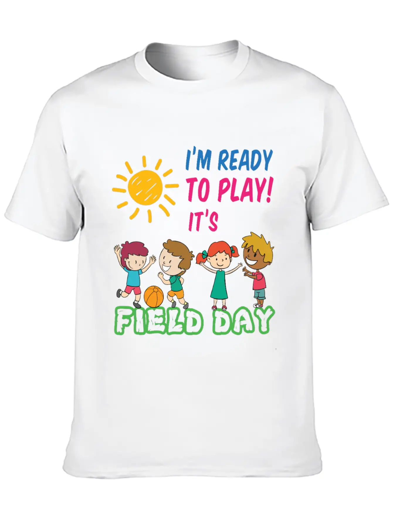 Ready To Play It's Field Day Unisex Short Sleeve Soft Cotton T-Shirt – Casual Everyday Wear