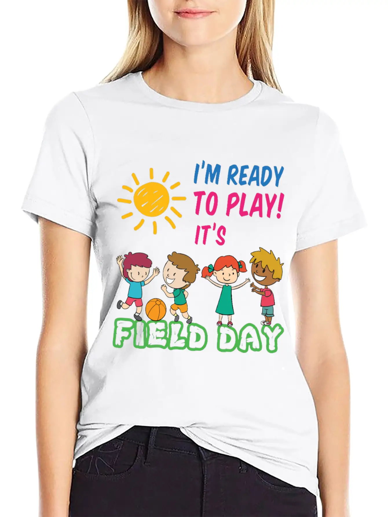 Ready To Play It's Field Day Unisex Short Sleeve Soft Cotton T-Shirt – Casual Everyday Wear