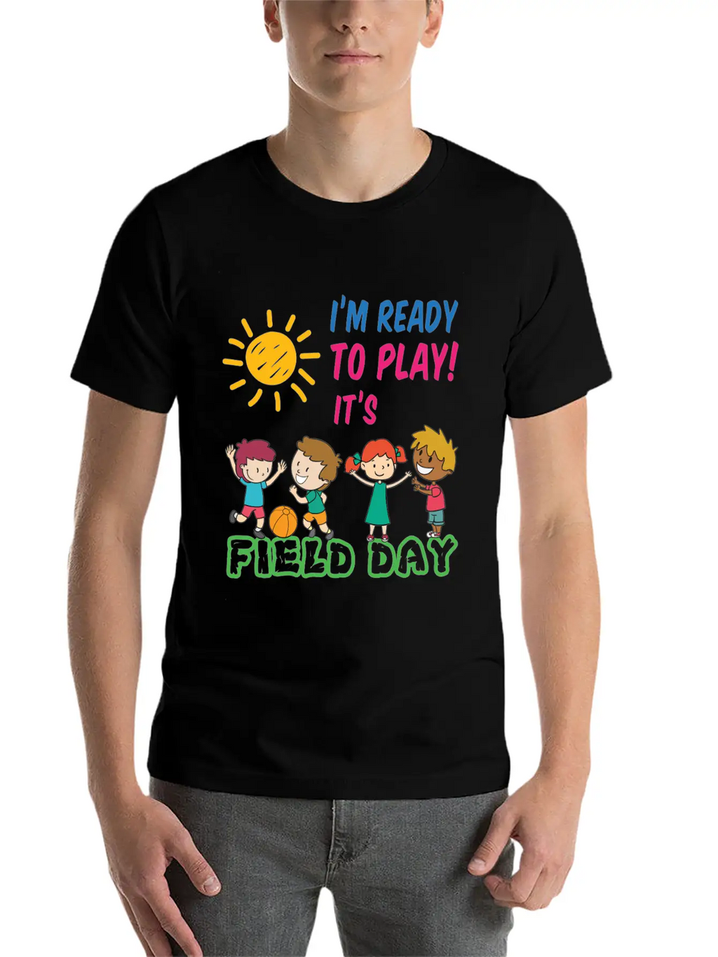 Ready To Play It's Field Day Unisex Short Sleeve Soft Cotton T-Shirt – Casual Everyday Wear