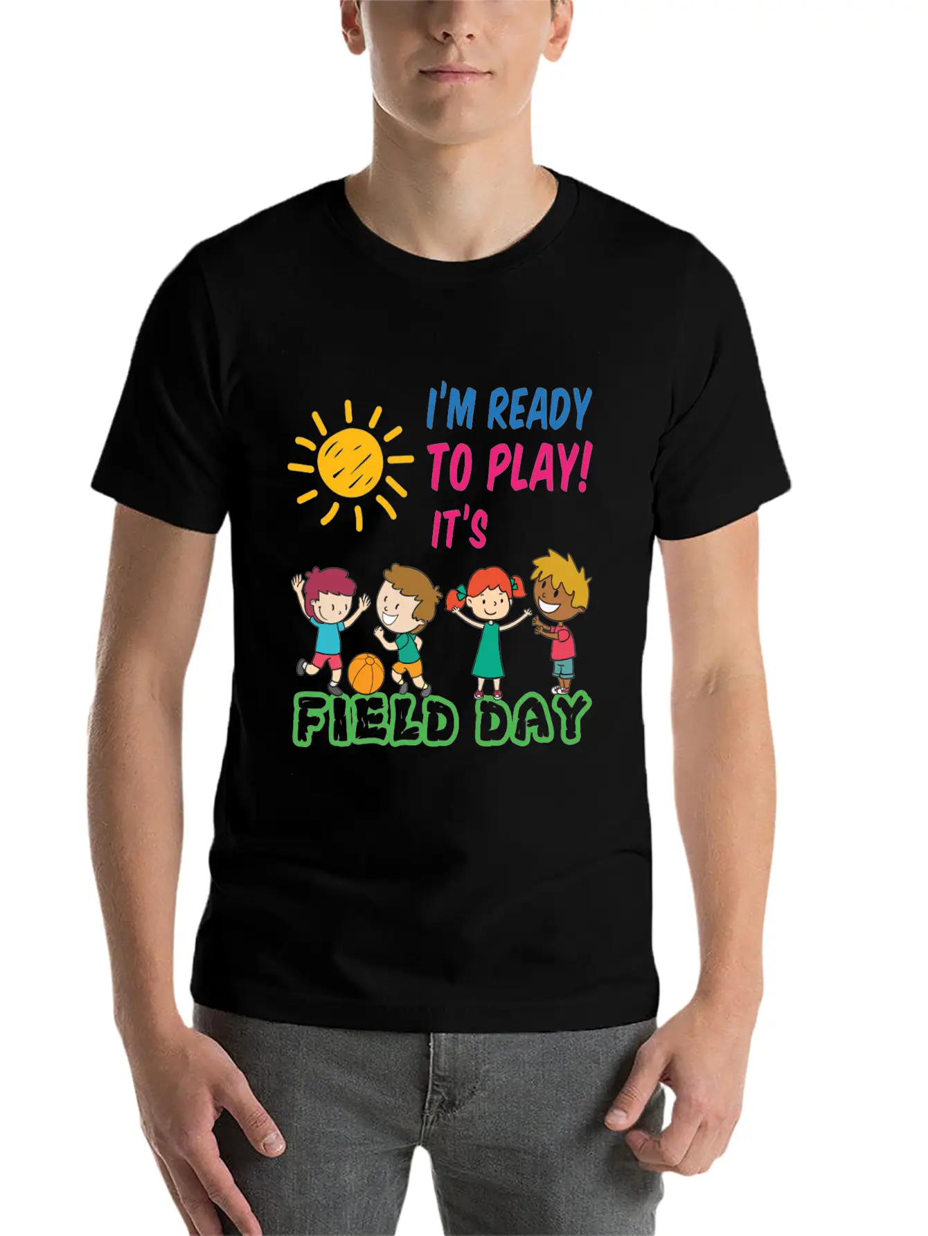 Ready To Play It's Field Day Unisex Short Sleeve Soft Cotton T-Shirt – Casual Everyday Wear