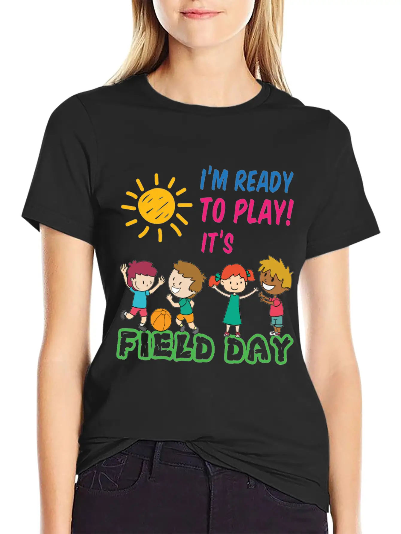 Ready To Play It's Field Day Unisex Short Sleeve Soft Cotton T-Shirt – Casual Everyday Wear