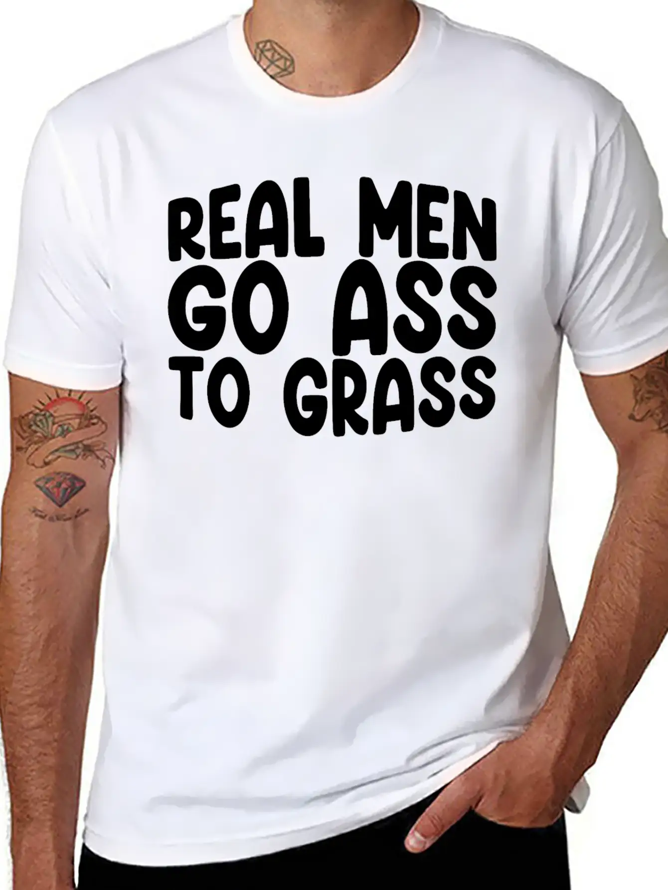 Real Men Go Ass To Grass 3 Breathable Soft Cotton T-Shirt – Timeless Casual Look