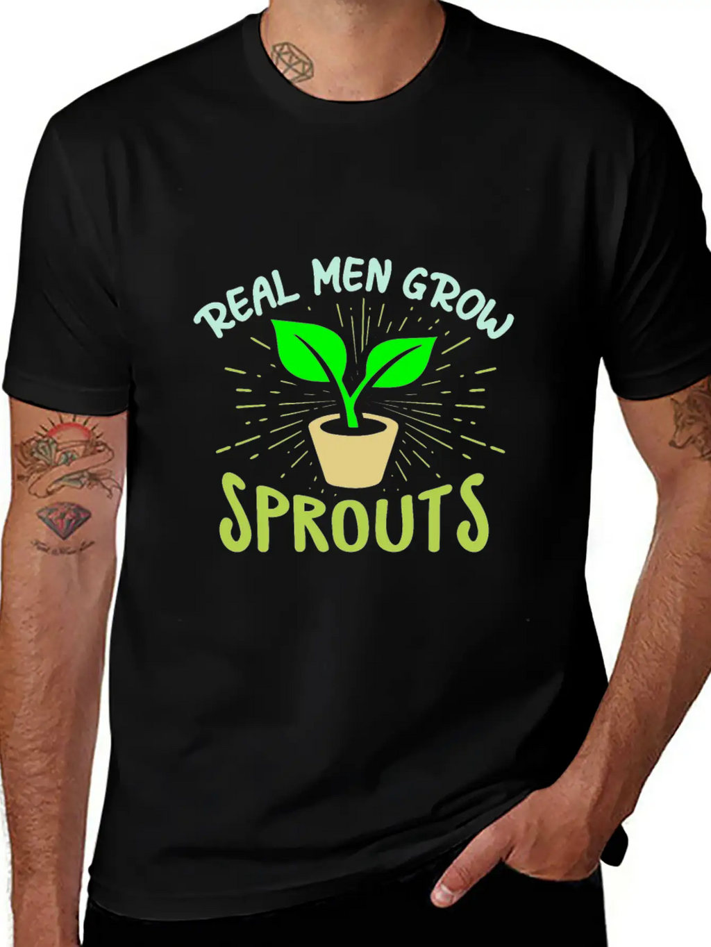 Real Men Grow Sprouts - Microgreen Farmer Unisex Short Sleeve Soft Cotton T-Shirt – Casual Everyday Wear