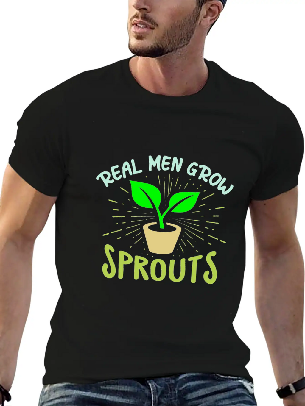 Real Men Grow Sprouts - Microgreen Farmer Unisex Short Sleeve Soft Cotton T-Shirt – Casual Everyday Wear