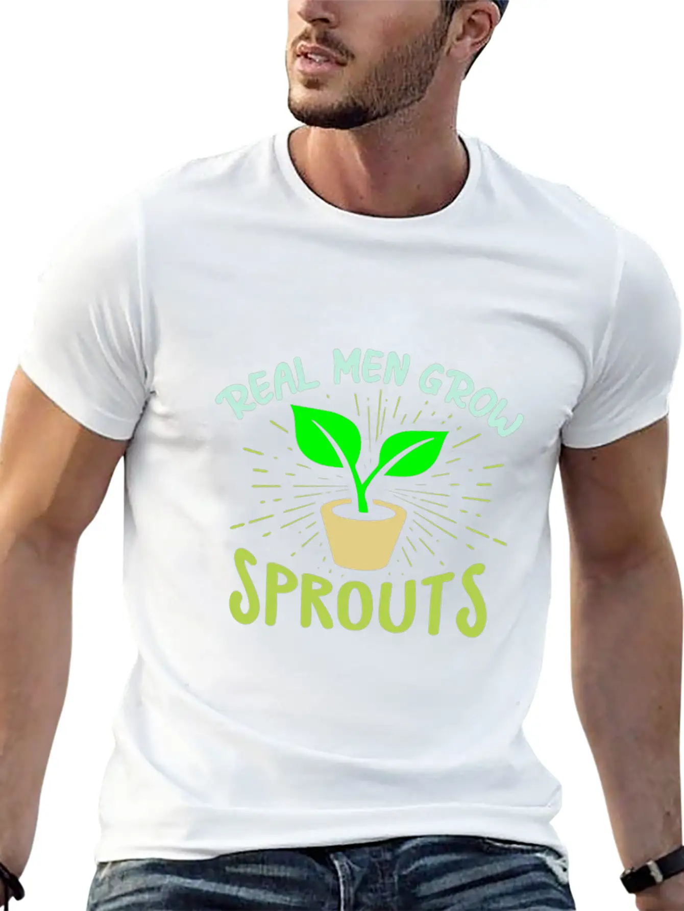 Real Men Grow Sprouts - Microgreen Farmer Unisex Short Sleeve Soft Cotton T-Shirt – Casual Everyday Wear