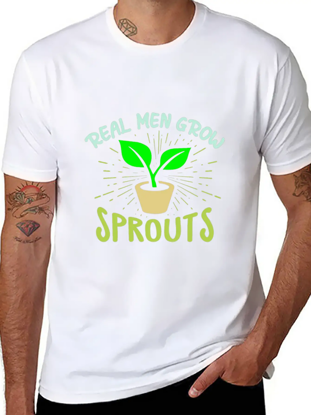 Real Men Grow Sprouts - Microgreen Farmer Unisex Short Sleeve Soft Cotton T-Shirt – Casual Everyday Wear