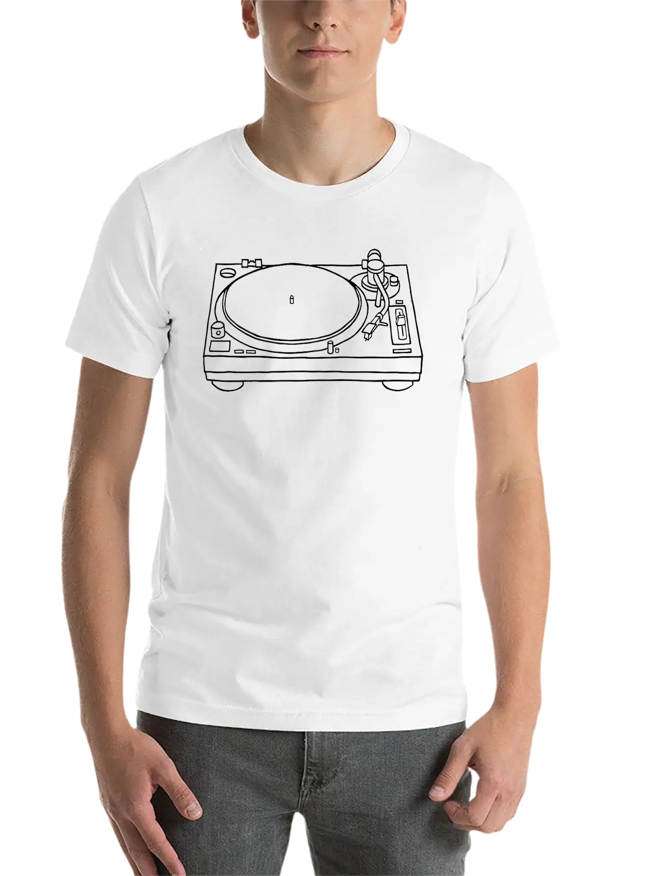 Record Player Breathable Soft Cotton T-Shirt – Timeless Casual Look