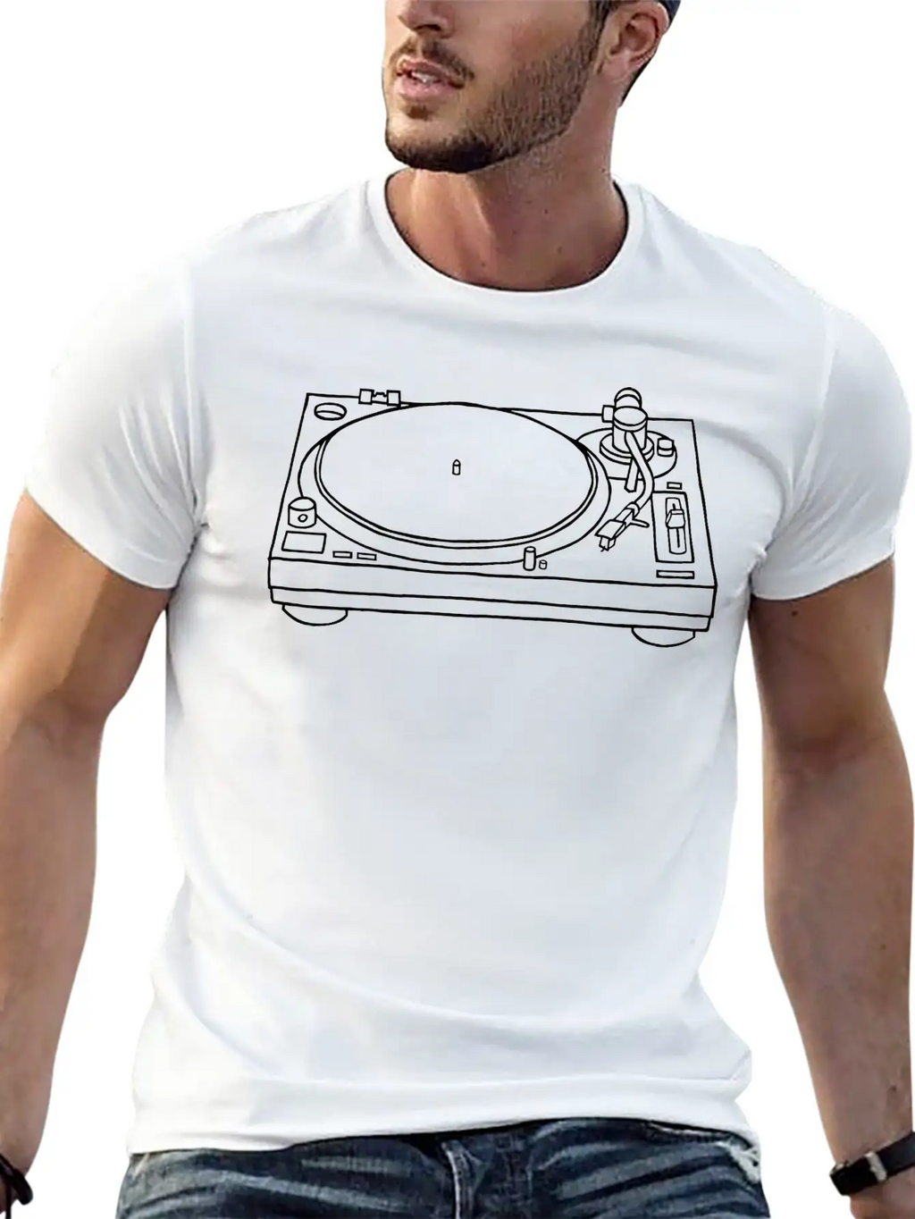 Record Player Breathable Soft Cotton T-Shirt – Timeless Casual Look