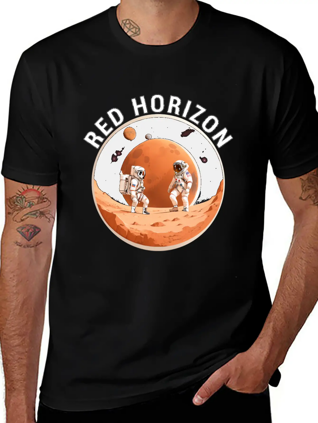 Red Horizon Conquering Martian Terrain Essential Cotton Tee For Daily Outfits – Unisex Style