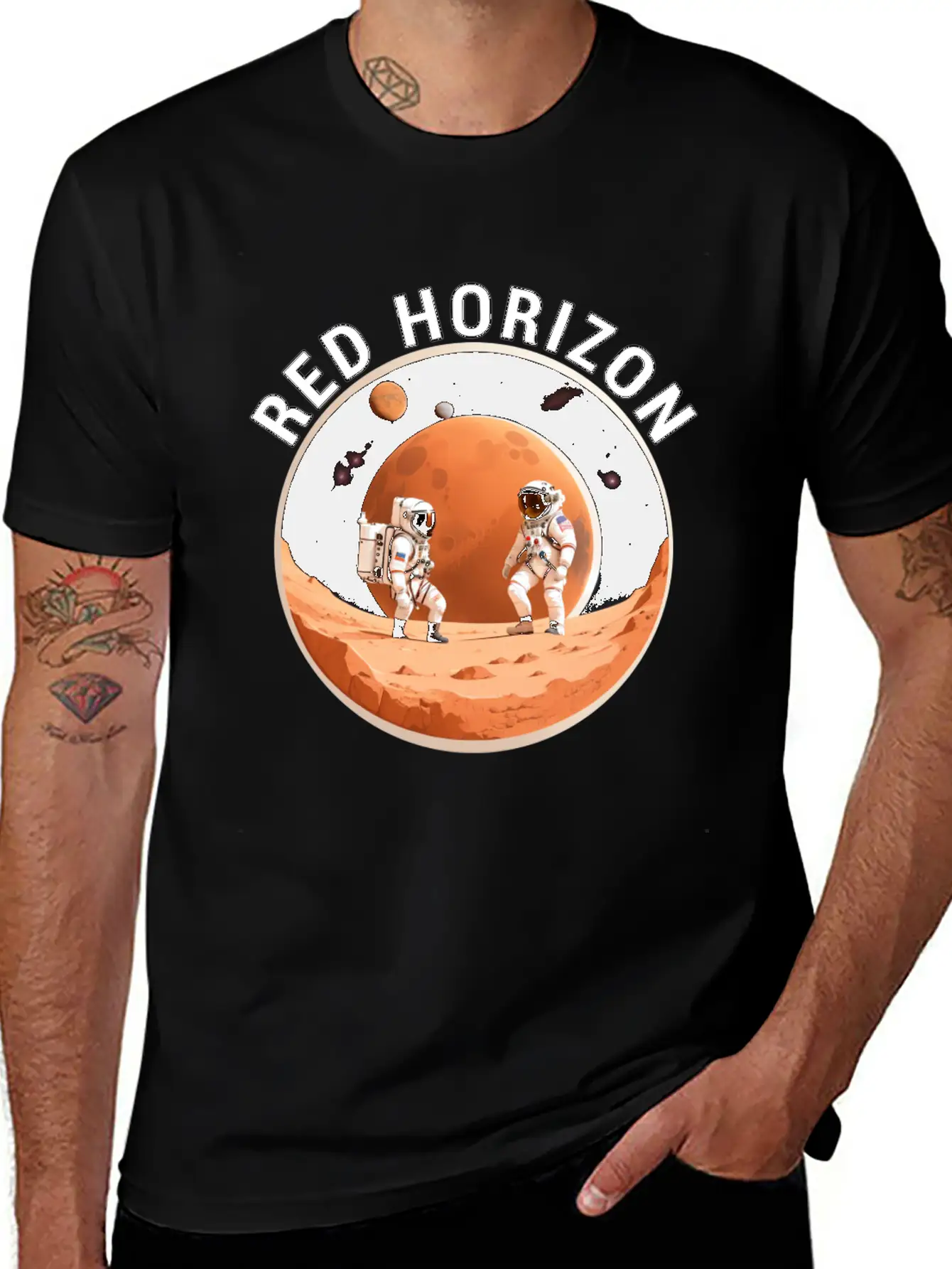 Red Horizon Conquering Martian Terrain Essential Cotton Tee For Daily Outfits – Unisex Style