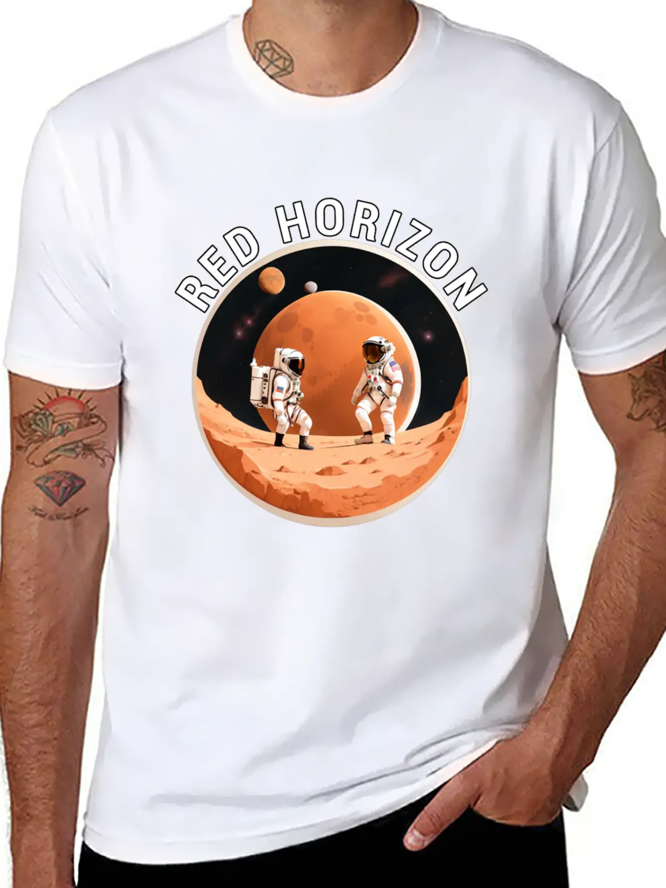 Red Horizon Conquering Martian Terrain Essential Cotton Tee For Daily Outfits – Unisex Style
