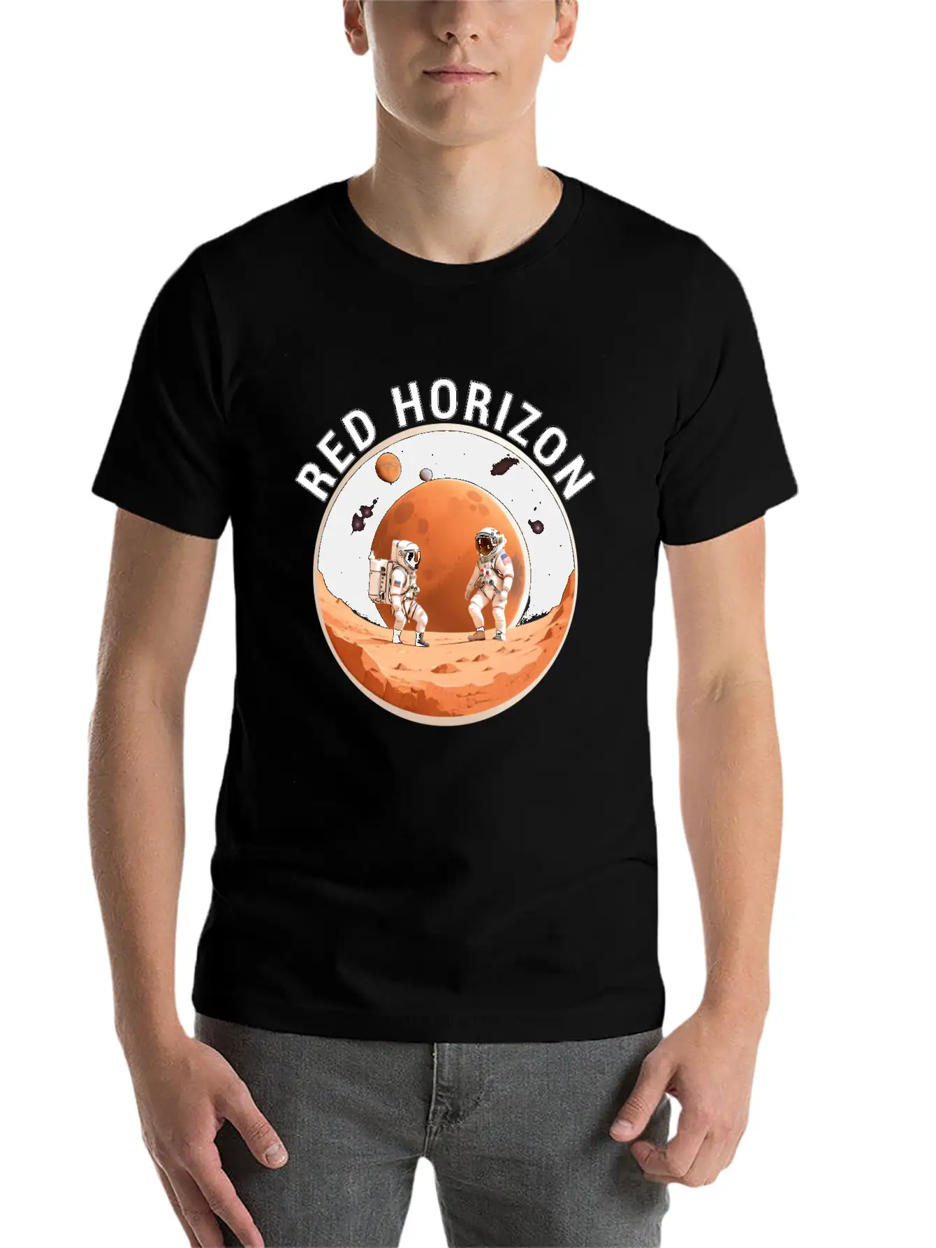 Red Horizon Conquering Martian Terrain Essential Cotton Tee For Daily Outfits – Unisex Style