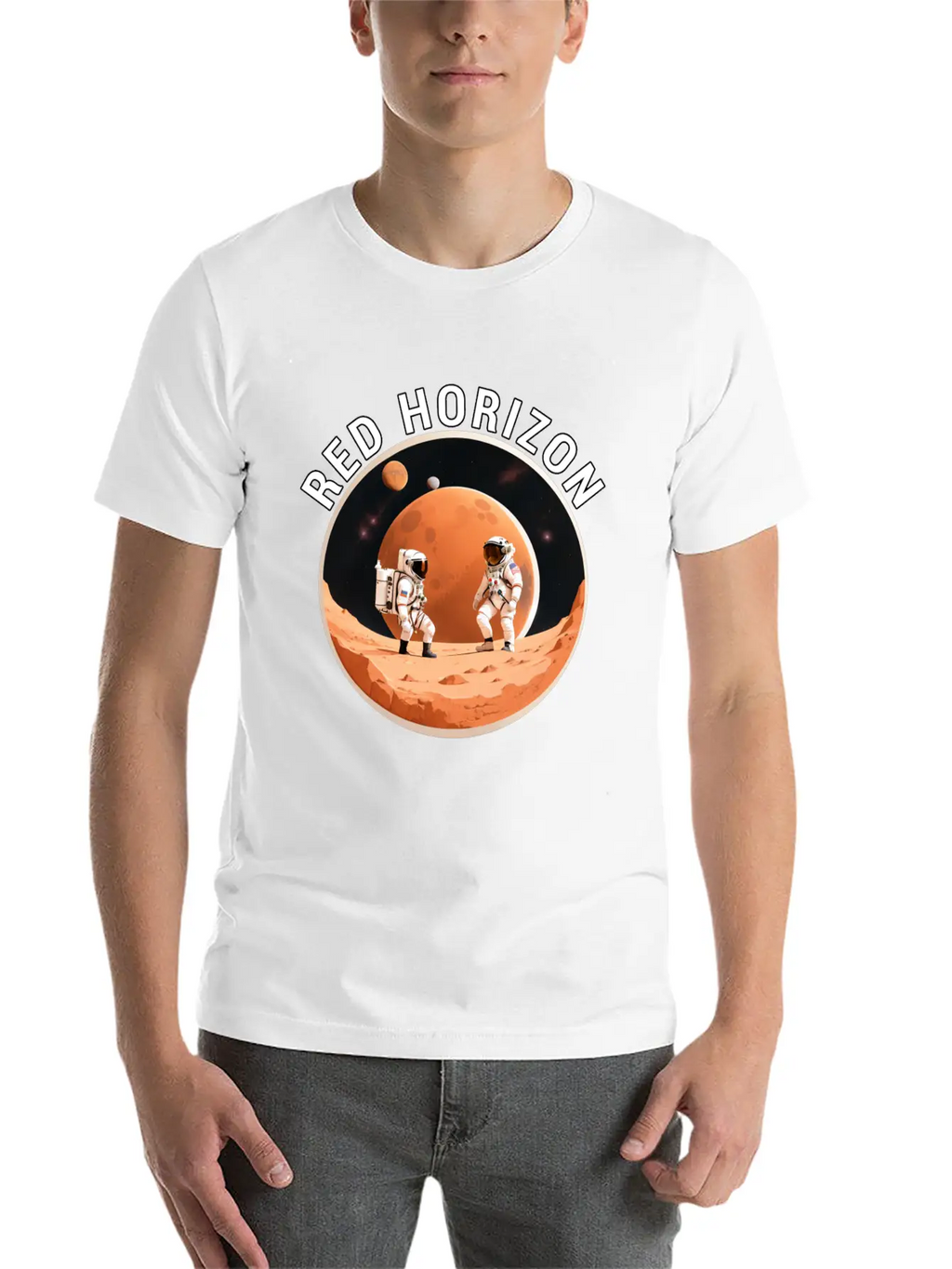 Red Horizon Conquering Martian Terrain Essential Cotton Tee For Daily Outfits – Unisex Style