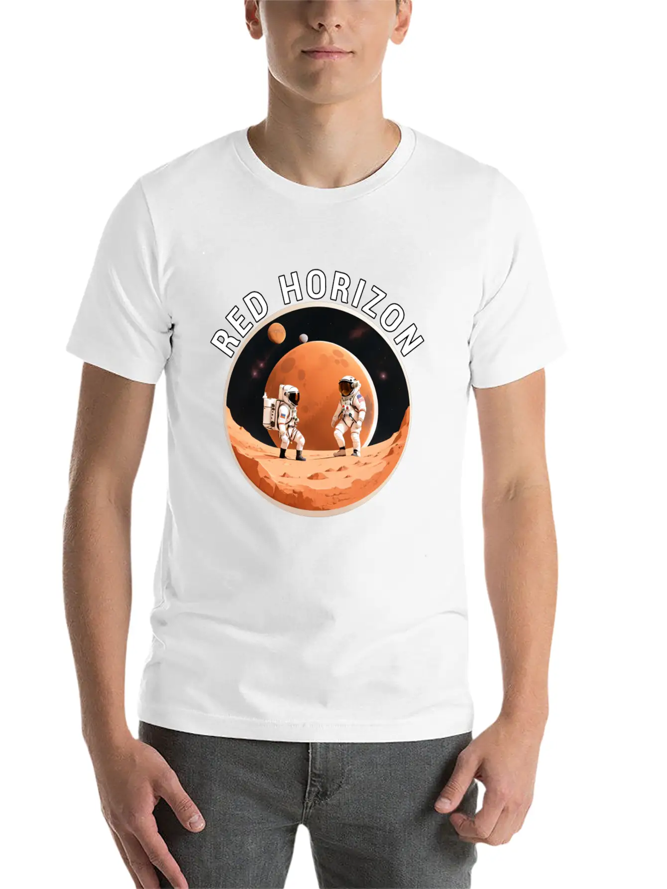 Red Horizon Conquering Martian Terrain Essential Cotton Tee For Daily Outfits – Unisex Style