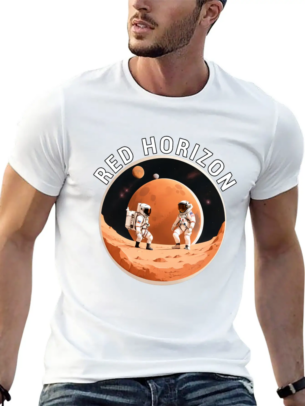 Red Horizon Conquering Martian Terrain Essential Cotton Tee For Daily Outfits – Unisex Style