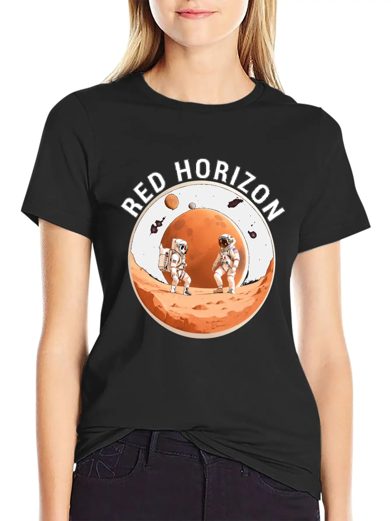 Red Horizon Conquering Martian Terrain Essential Cotton Tee For Daily Outfits – Unisex Style