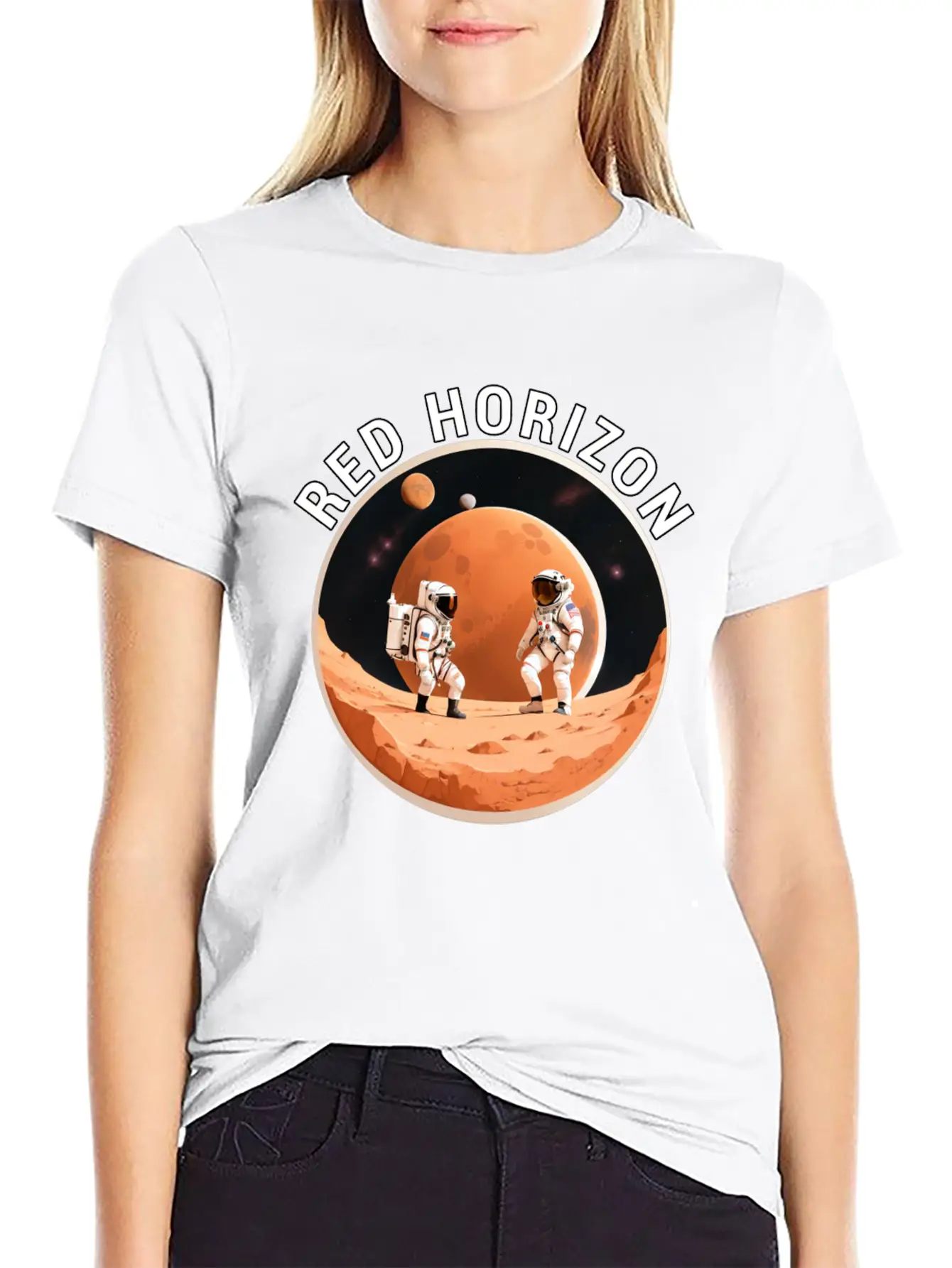 Red Horizon Conquering Martian Terrain Essential Cotton Tee For Daily Outfits – Unisex Style
