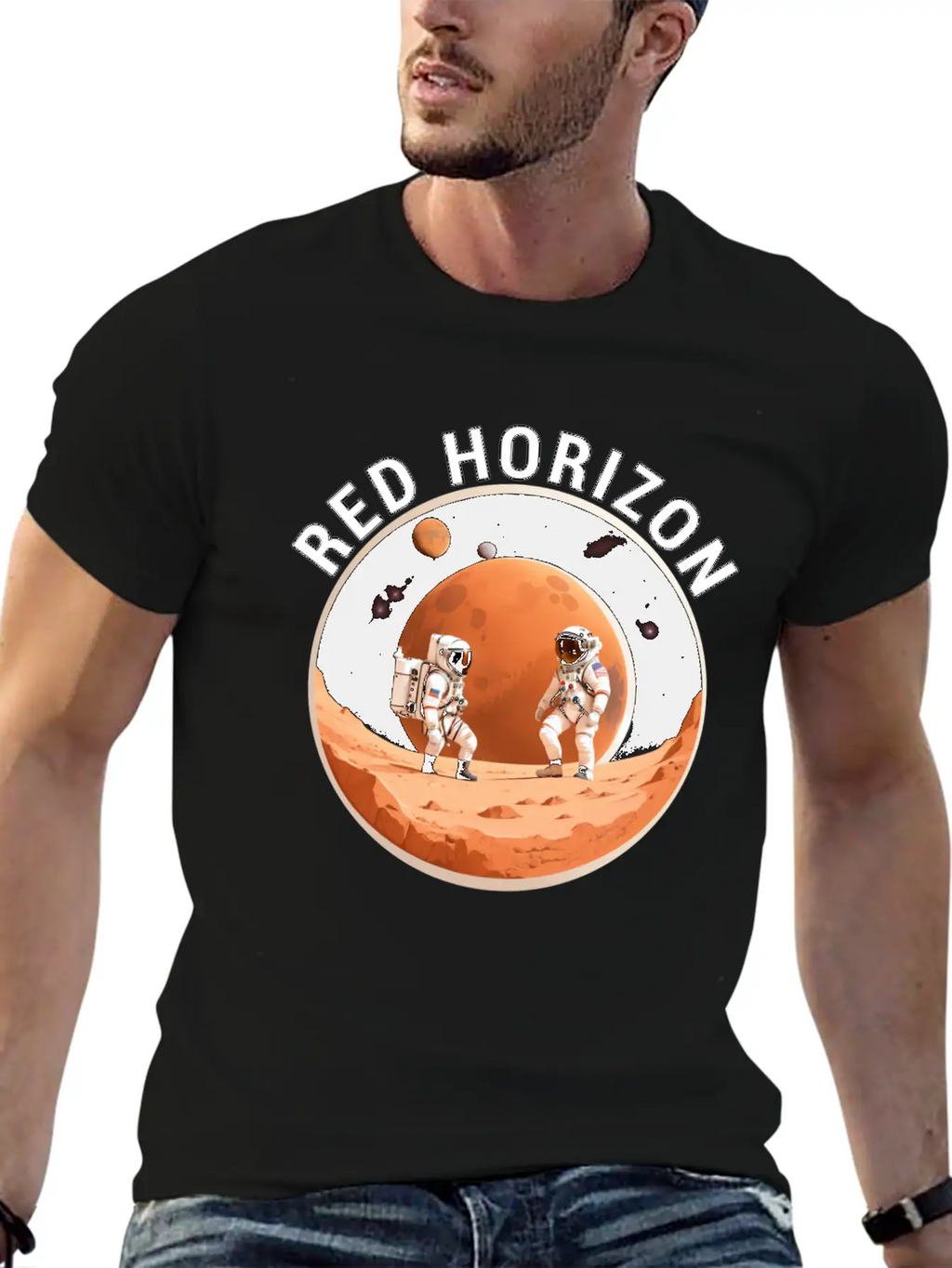 Red Horizon Conquering Martian Terrain Essential Cotton Tee For Daily Outfits – Unisex Style